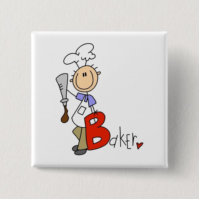 B is for Baker 2 Inch Square Button (Front)