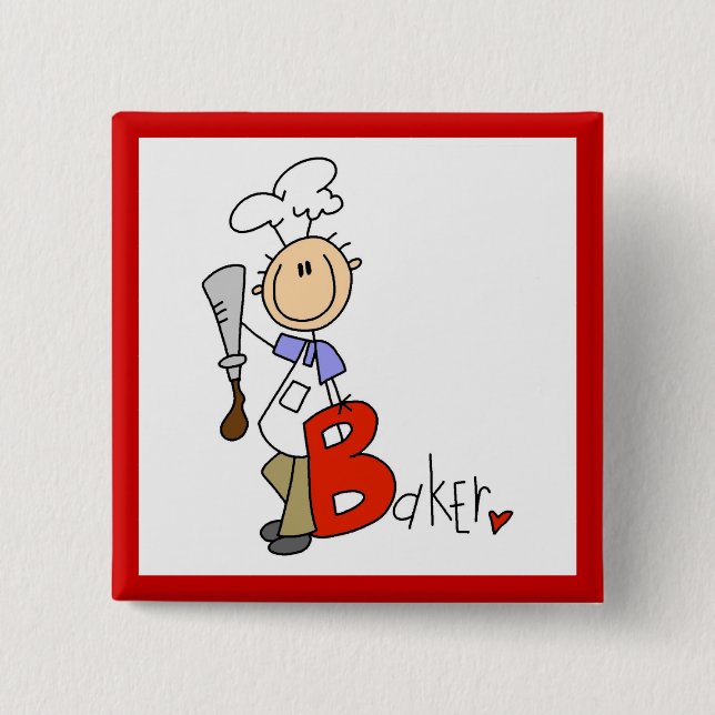 B is for Baker 2 Inch Square Button (Front)