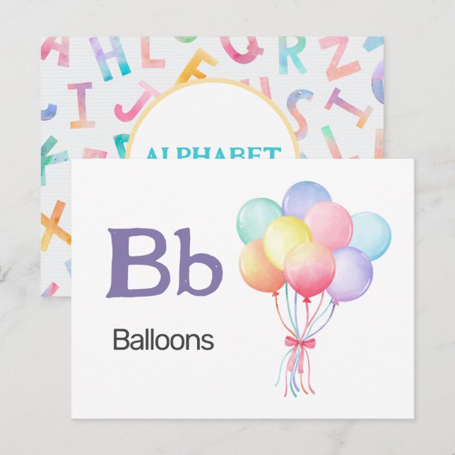 B is for Balloons - Alphabet Flash Card (Front/Back)