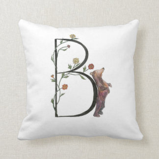 B is for Bear and Begonias Pillow! Throw Pillow