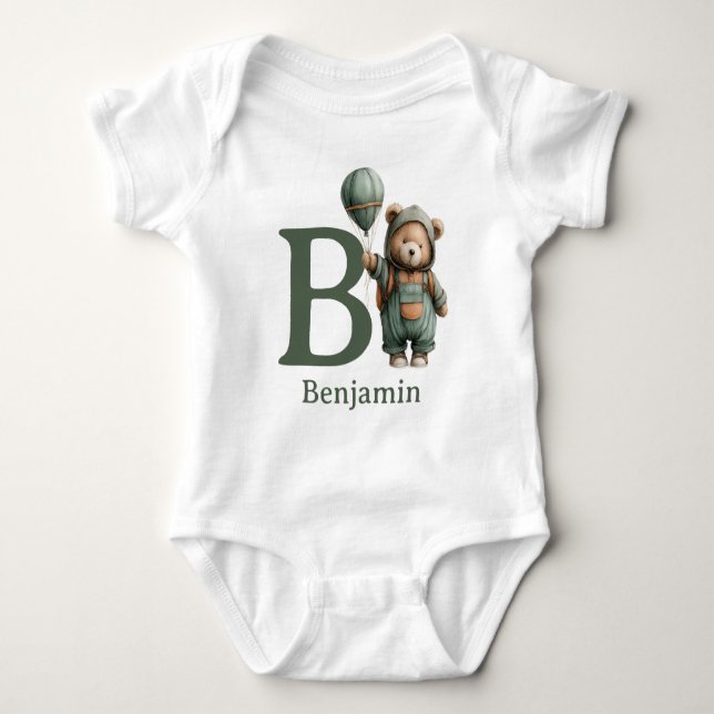 B is for Bear Personalize Baby Bodysuit (Front)