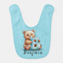 B is for Bear – Personalized Baby Bib 
