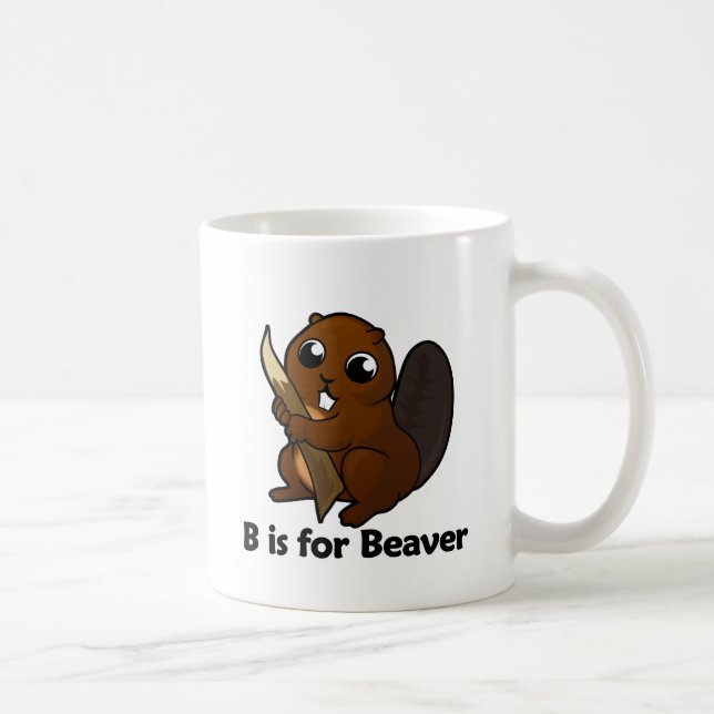 B is for Beaver Coffee Mug (Right)