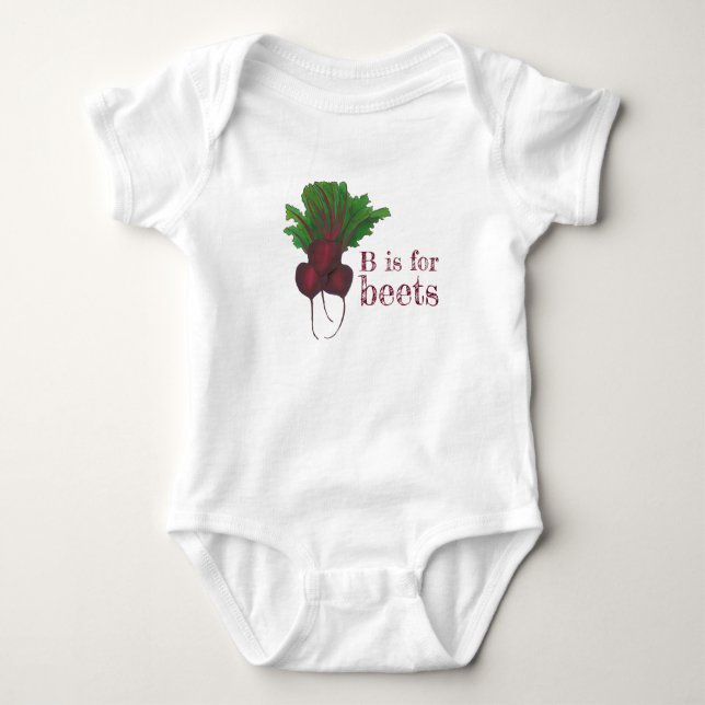 B is for Beets Red Beet Root Vegetable Veggie Baby Bodysuit (Front)