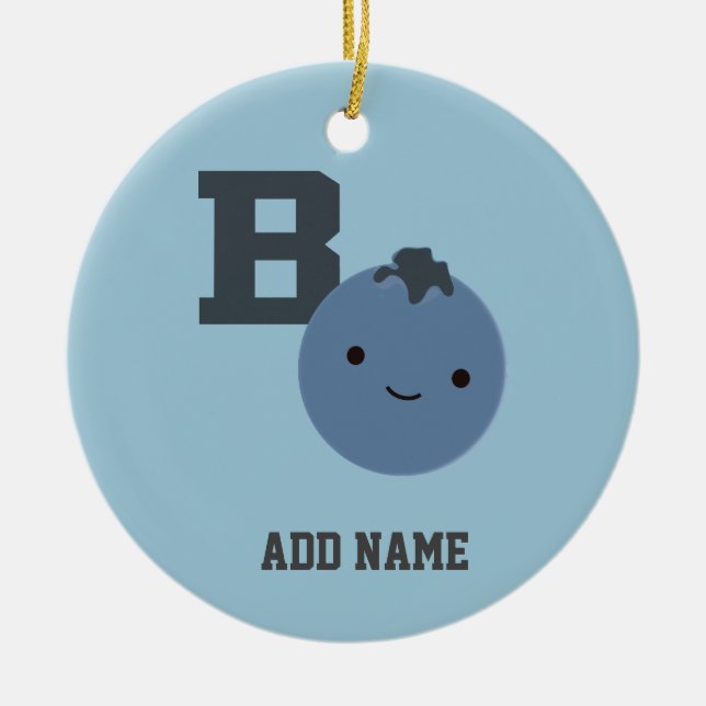 B is for Blueberry Ceramic Ornament (Front)