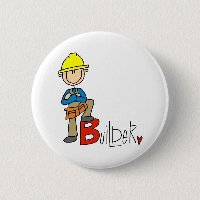 B is for Builder 2 Inch Round Button (Front)