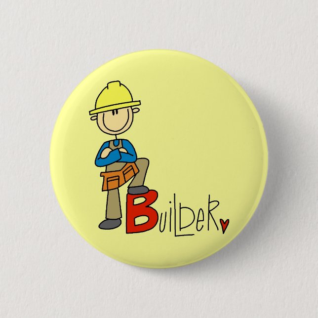 B is for Builder 2 Inch Round Button (Front)