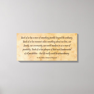 B J Palmer Extraordinary Life Chiropractic Canvas Print