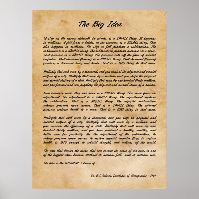 B J Palmer - The Big Idea Chiropractic Print (Front)
