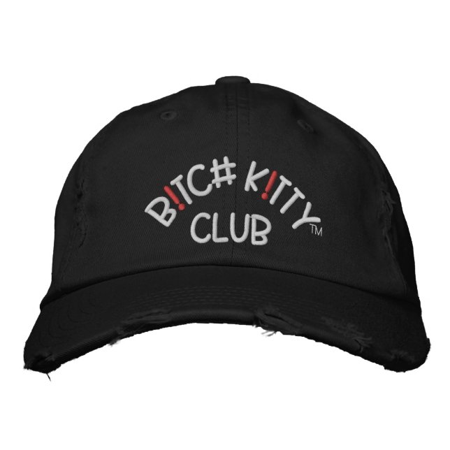 B K!TTY CLUB Logo Dark Distressed Cap (Front)