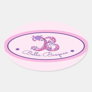 B letter monogram custom name id pink stickers