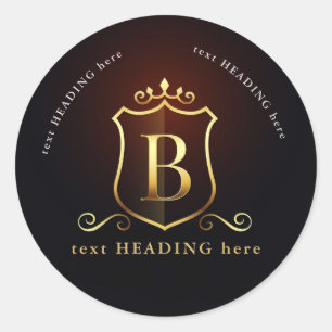B - Letter Monogram Round Sticker