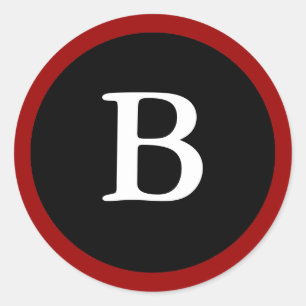 B: LETTRE B INITIALE B ÉTIQUETTE EN ROUGE, BLANC E