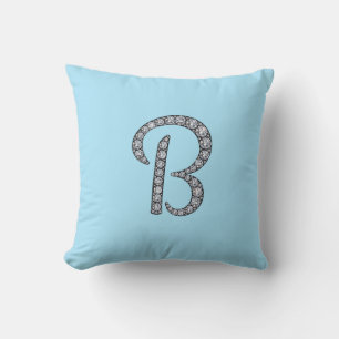 B monogram bling pillow