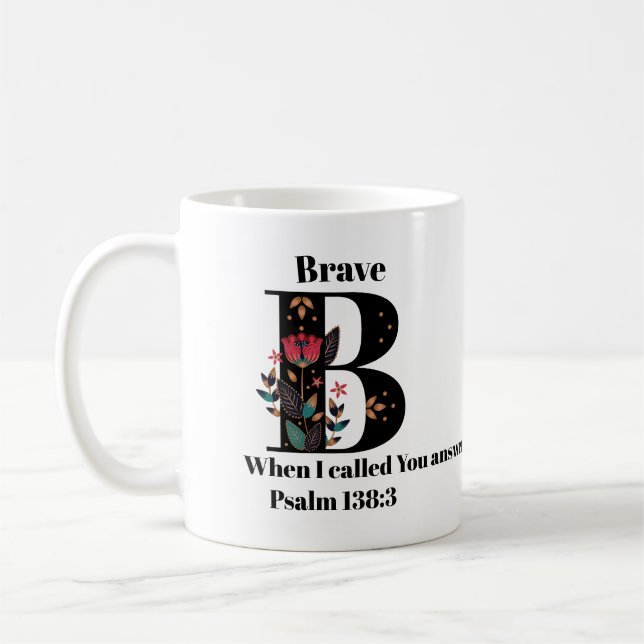B Monogram Custom Quote/Name Coffee Mug (Left)