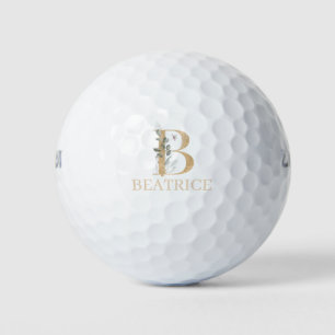 B Monogram Floral Personalized Golf Balls