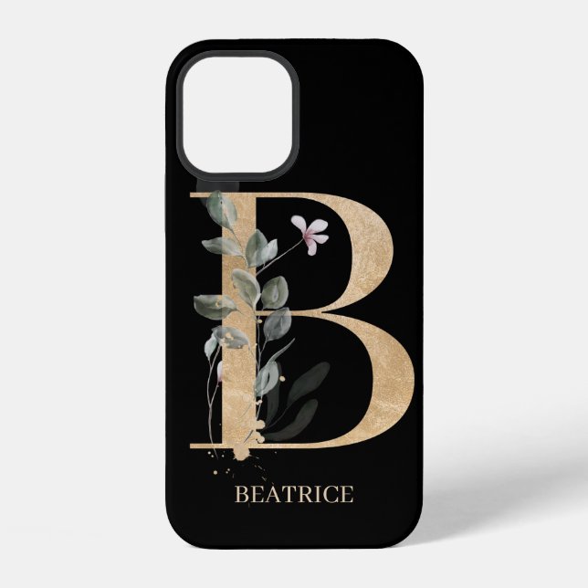 B Monogram Floral Personalized iPhone Case (Back)