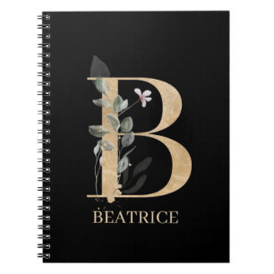 B Monogram Floral Personalized Notebook