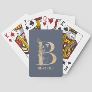 B Monogram Floral Personalized Playing Cards