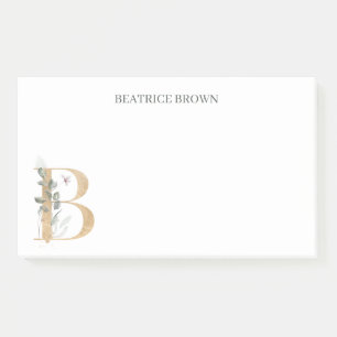 B Monogram Floral Personalized Post-it Notes