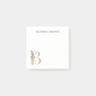 B Monogram Floral Personalized Post-it Notes
