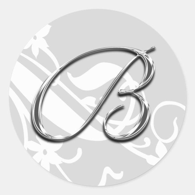 B Monogram Letter Wedding Envelope Seal Sticker (Front)