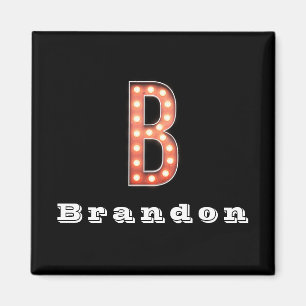 B Monogram Marquee Bulb Personalized Magnet