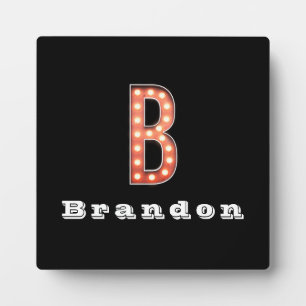 B Monogram Marquee Bulb Personalized Plaque