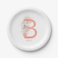 B Monogram Name Pampas Grass White Orchids