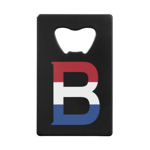 B Monogram overlaid on NLD Flag on bk bocnt Credit Card Bottle Opener