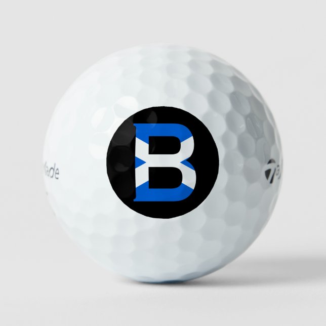 B Monogram overlaid on Scottish Flag tmtp5 gbcnt Golf Balls (Front)