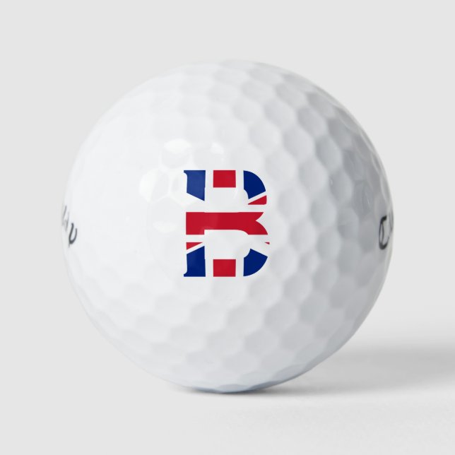 B Monogram overlaid on Union Jack Flag cwb gbcnt Golf Balls (Front)