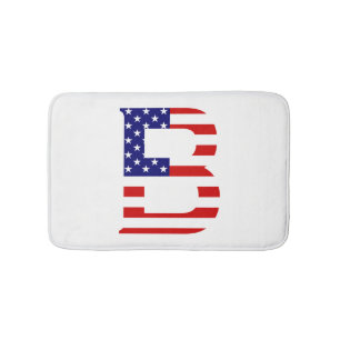B Monogram overlaid on USA Flag bmcnt Bath Mat
