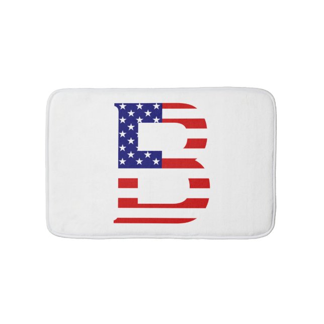 B Monogram overlaid on USA Flag bmcnt Bath Mat (Front)