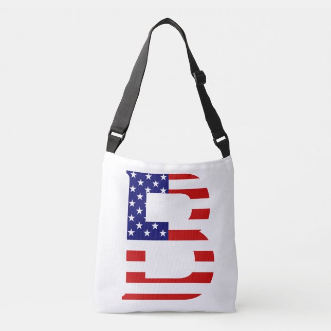 B Monogram overlaid on USA Flag cbbcnt Crossbody Bag (Front)