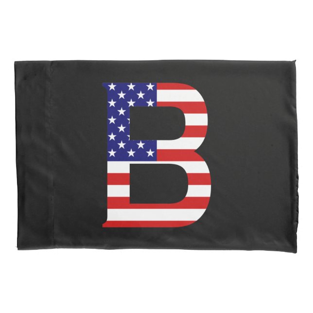 B Monogram overlaid on USA Flag pccnt Pillowcase (Front)