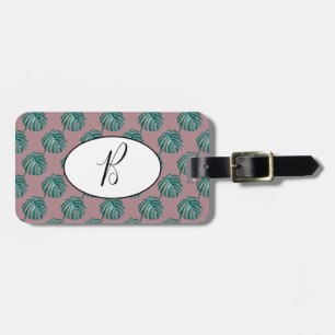 B Monogram Palm Print Turquoise Luggage Tag