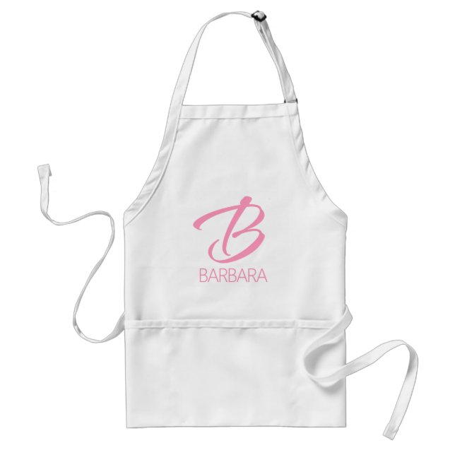 B Monogram Personalized Pink Standard Apron (Front)