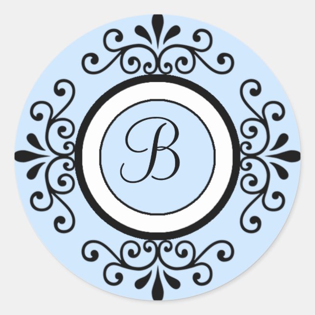 B Monogram Wedding Envelope Seal Stickers (Front)