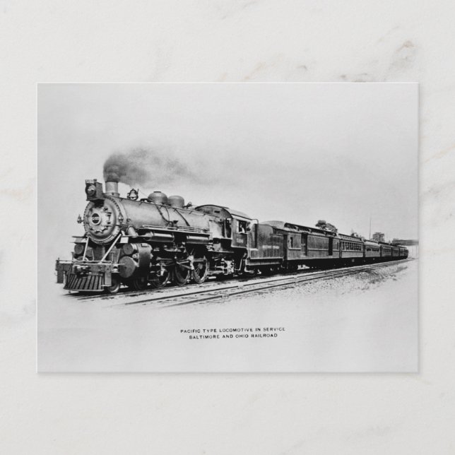 B&O Locomotive in Service Postcard (Front)