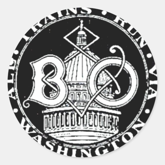 B+O Royal Blue Line Trains 1910 Round Sticker (Front)