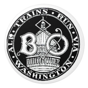 B+O Royal Blue Line Trains Ceramic Knob