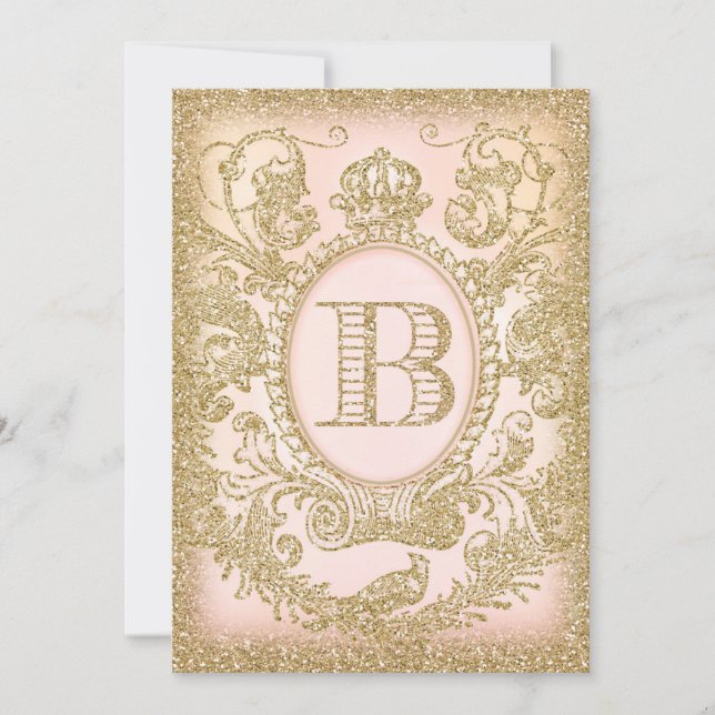 "B" Once Upon a Time Princess Peach Invitation (Front)