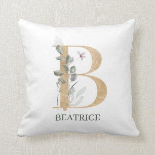 B Oreiller à lancer personnalisé de monogramme f