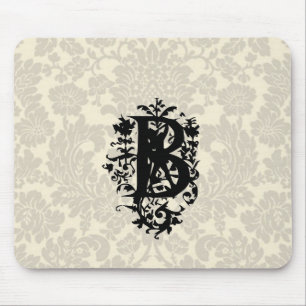 "B" Ornate Baroque Monogram Mouse Pad