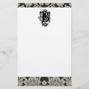 "B" Ornate Baroque Monogram Stationery