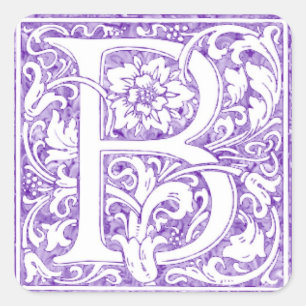 "B" Ornate Monogram Square Sticker