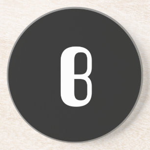 "B", red & white check monogram on white Coaster