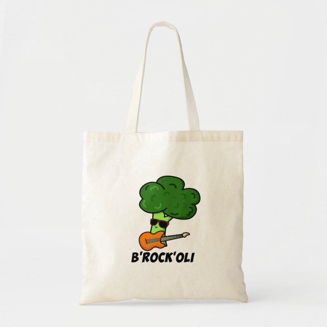 B-Rock-Oli Cute Rocker Broccoli Pun Tote Bag (Front)