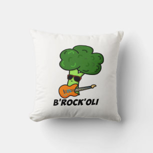 B-Rock-Oli Funny Rocker Broccoli Pun Throw Pillow